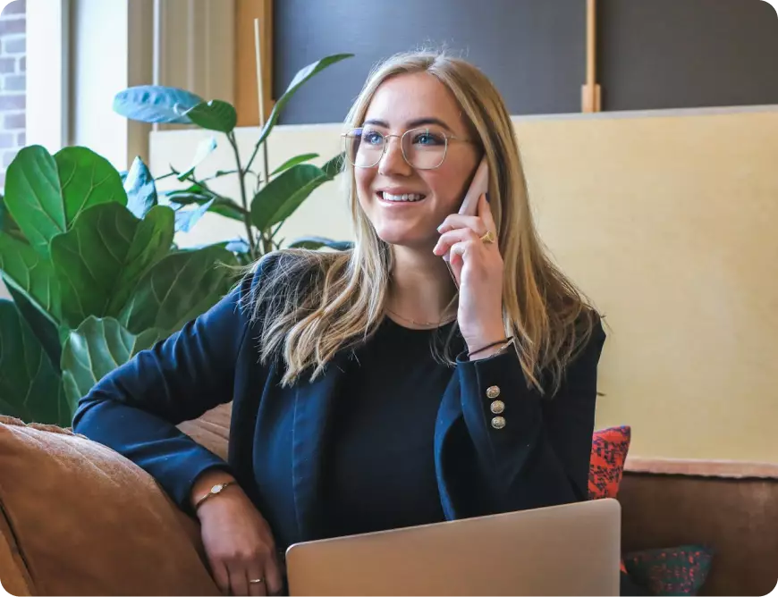 Woman on a phone call